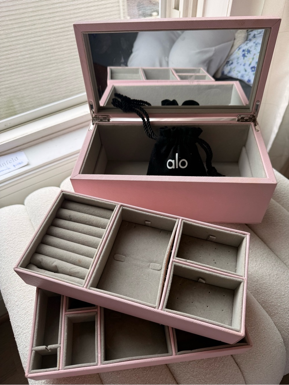 Pink Pandora Jewelry Box with Removable Trays
